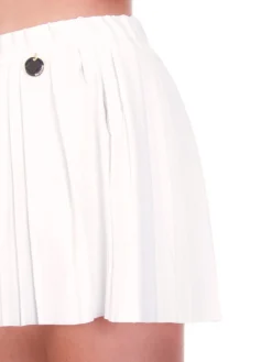 Mangano Mangano: Shortsin Pelle a Pieghe con Elastico In VitaBIANCO