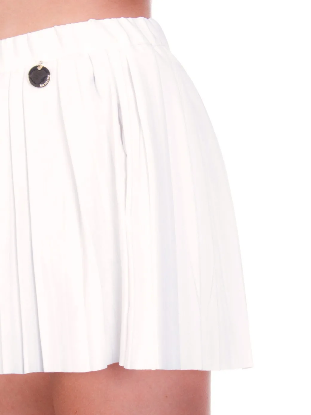 Mangano Mangano: Shortsin Pelle a Pieghe con Elastico In VitaBIANCO