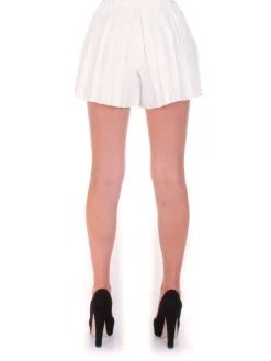 Mangano Mangano: Shortsin Pelle a Pieghe con Elastico In VitaBIANCO
