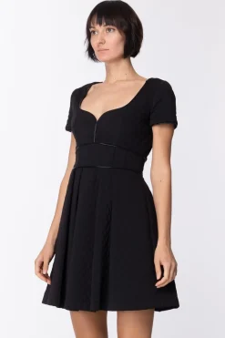 Mangano Mini Abito Trapuntato con Scollo a CuoreNERO