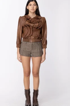 Mangano Shorts Pied De Poule con TascheCAMMELLO/NERO