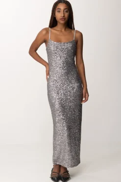 Manila Grace Abito Lungo Sottoveste Full-paillettesMETAL GRAY