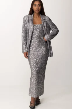 Manila Grace Abito Lungo Sottoveste Full-paillettesMETAL GRAY