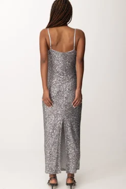 Manila Grace Abito Lungo Sottoveste Full-paillettesMETAL GRAY