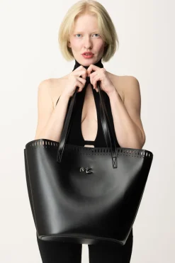 Manila Grace Borsa Cesta Maxi con Bordo LaseratoNERO