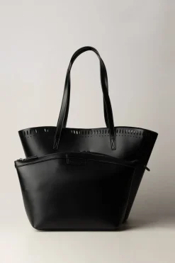 Manila Grace Borsa Cesta Maxi con Bordo LaseratoNERO