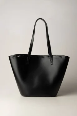 Manila Grace Borsa Cesta Maxi con Bordo LaseratoNERO