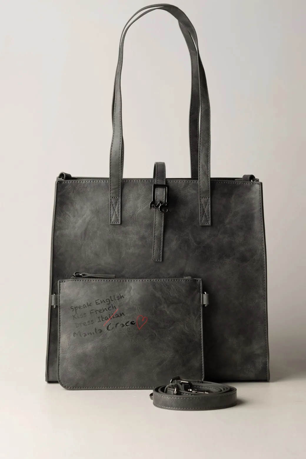 Manila Grace Borsa Felicia Media In Ecopelle MartellataIRON