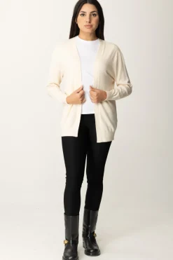 Manila Grace Cardigan Basic Senza BottoniOFF WHITE