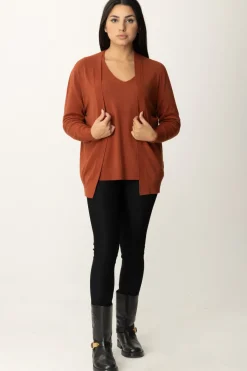 Manila Grace Cardigan Basic Senza BottoniSIENA BROWN
