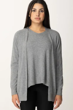 Manila Grace Cardigan Basic Senza BottoniCEMENTO