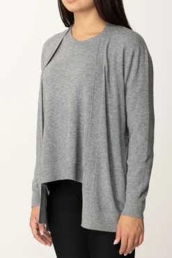 Manila Grace Cardigan Basic Senza BottoniCEMENTO