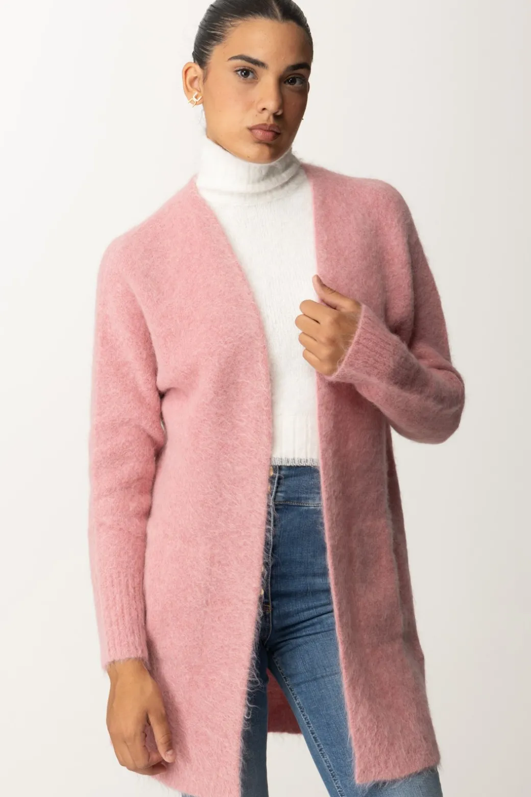 Manila Grace Cardigan Lungo In MohairBUBBLE