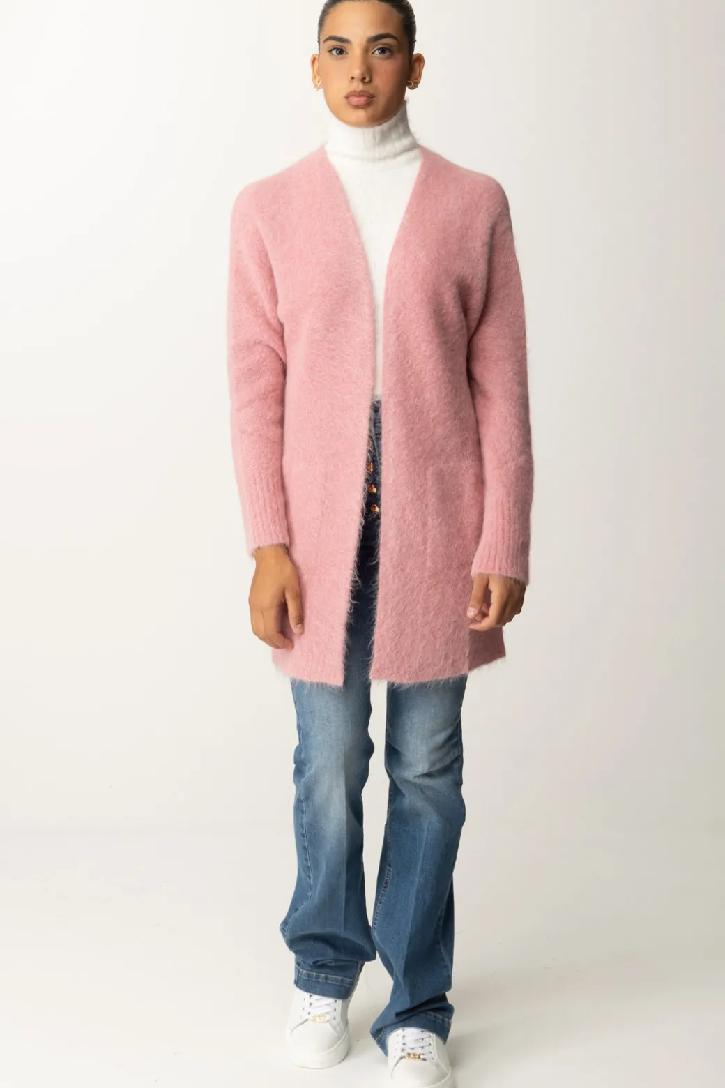 Manila Grace Cardigan Lungo In MohairBUBBLE