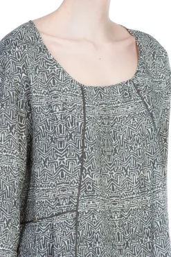 Manila Grace Casacca Stampa Etnica Scollo Largo Asimmetrica Maniche a GomitoMILITARE