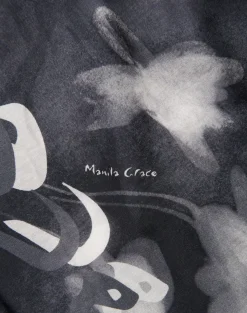 Manila Grace Foulard Trapezio Stampato In Cotone e SetaNERO