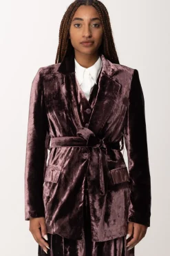 Manila Grace Giacca Blazer In Velluto con FusciaccaMALVA