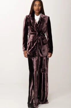 Manila Grace Giacca Blazer In Velluto con FusciaccaMALVA