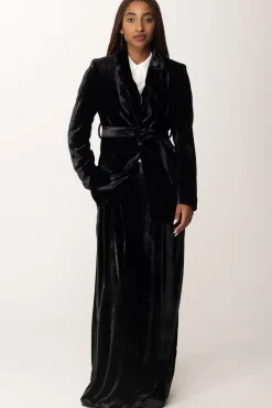 Manila Grace Giacca Blazer In Velluto con FusciaccaNERO
