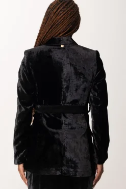 Manila Grace Giacca Blazer In Velluto con FusciaccaNERO