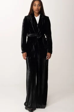 Manila Grace Giacca Blazer In Velluto con FusciaccaNERO