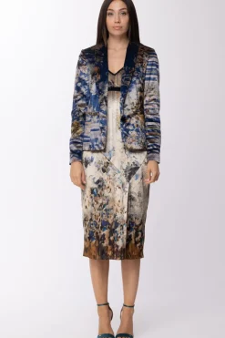 Manila Grace Giacca In Velluto Stampa FantasiaBLU