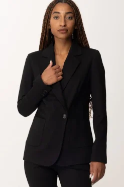 Manila Grace Giacca Monopetto con Bottone DecentratoNERO