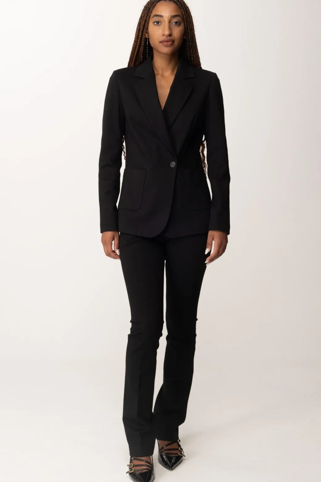 Manila Grace Giacca Monopetto con Bottone DecentratoNERO