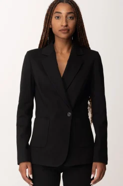 Manila Grace Giacca Monopetto con Bottone DecentratoNERO