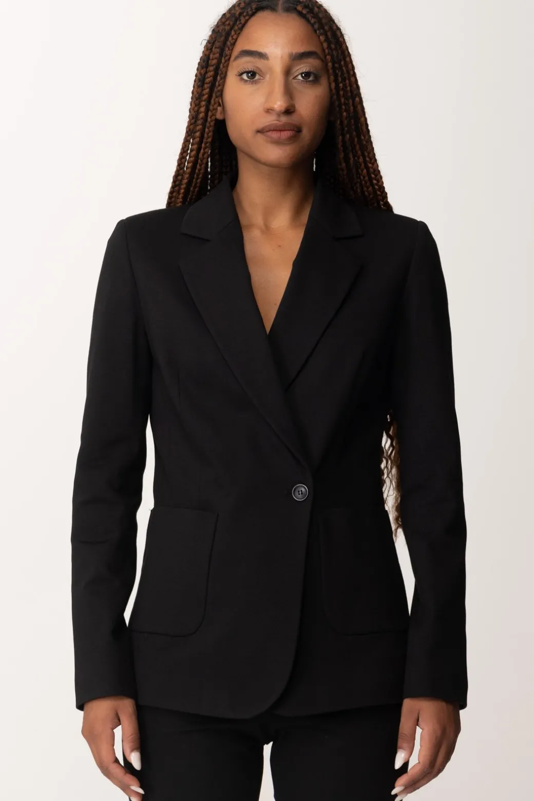 Manila Grace Giacca Monopetto con Bottone DecentratoNERO