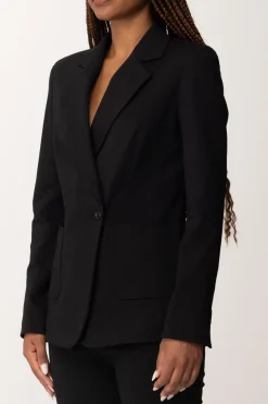 Manila Grace Giacca Monopetto con Bottone DecentratoNERO