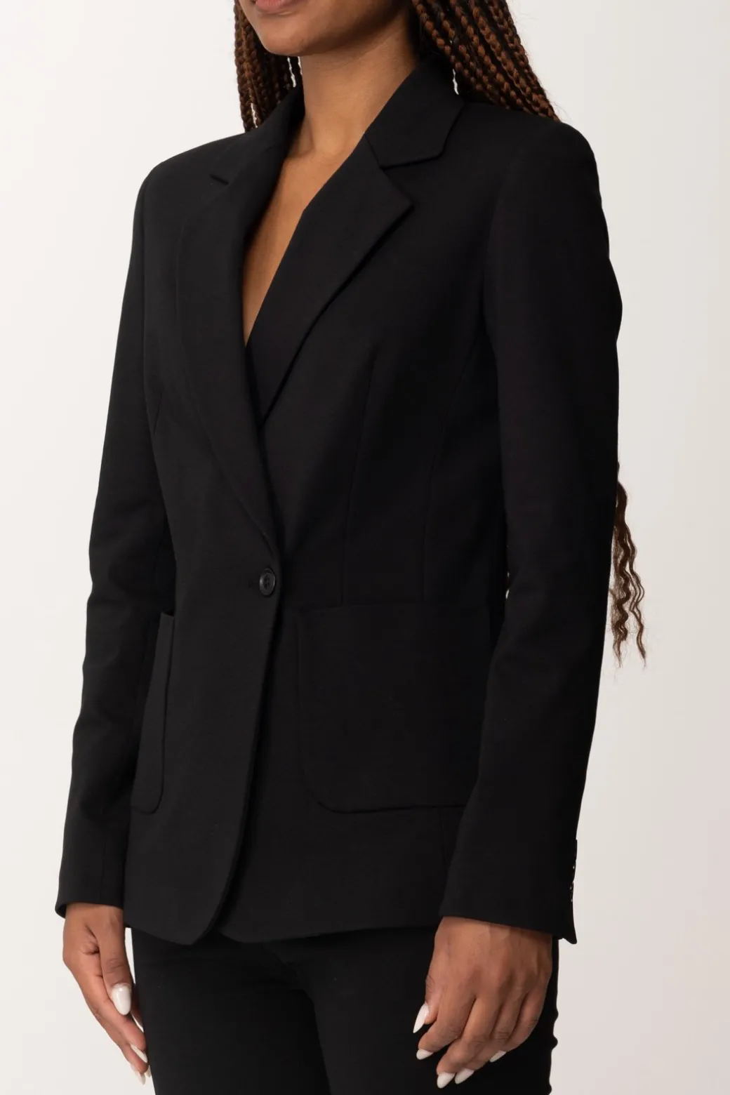 Manila Grace Giacca Monopetto con Bottone DecentratoNERO