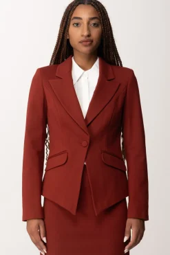 Manila Grace Giacca Monopetto Sfiancata con TascheSIENA BROWN