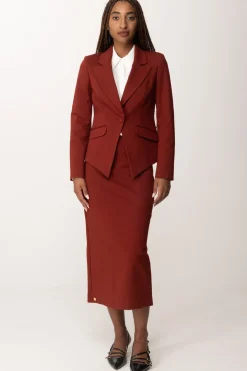 Manila Grace Giacca Monopetto Sfiancata con TascheSIENA BROWN