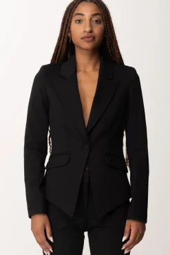 Manila Grace Giacca Monopetto Sfiancata con TascheNERO