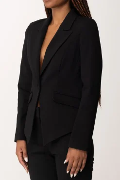 Manila Grace Giacca Monopetto Sfiancata con TascheNERO