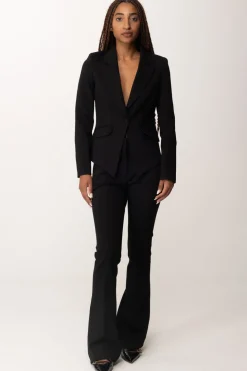 Manila Grace Giacca Monopetto Sfiancata con TascheNERO