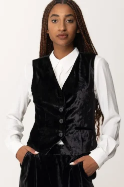 Manila Grace Gilet Aderente In VellutoNERO