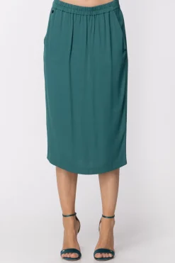 Manila Grace Gonna a Matita con Elastico In VitaVERDE PERSIANO