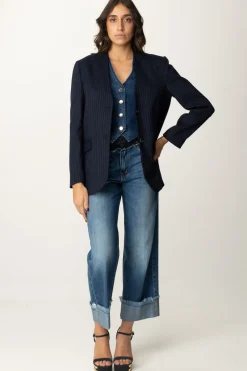 Manila Grace Jeans a Vita Alta con RisvoltoMEDIUM BLUE