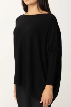 Manila Grace Maglia Poncho AsimmetricaNERO