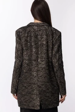 Manila Grace Manila Grace: Cappotto Paillettes e Fili In Lurex Chiusura con BottoneVAR.UNICA