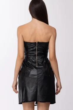 Manila Grace Mini Abito Da Sera Bustier In EcoppelleNERO