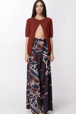 Manila Grace Pantalone a Fantasia Geometrica con FusciaccaBLU NAVY