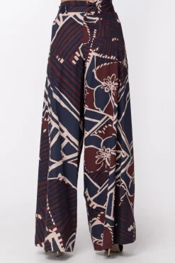 Manila Grace Pantalone a Fantasia Geometrica con FusciaccaBLU NAVY
