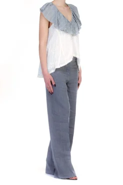 Manila Grace Pantalone Palazzo Vista Bassa con Tesche PosterioriGRIGIO