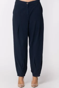 Manila Grace Pantaloni a Sigaretta Arricciati Alla CavigliaBLU NAVY