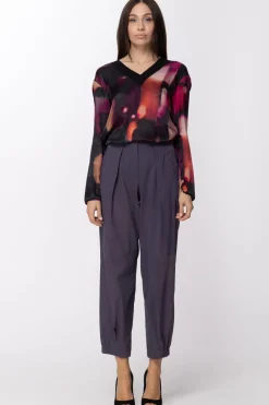 Manila Grace Pantaloni con Pinces Ed Elastico Alla CavigliaBLU