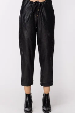 Manila Grace Pantaloni Ecopelle Traforati con CoulisseVAR.UNICA