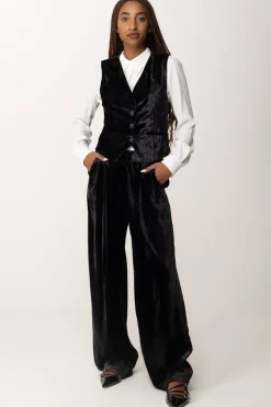 Manila Grace Pantaloni Palazzo In VellutoNERO